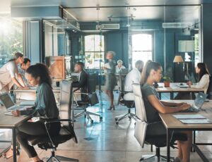 Busy office setting.