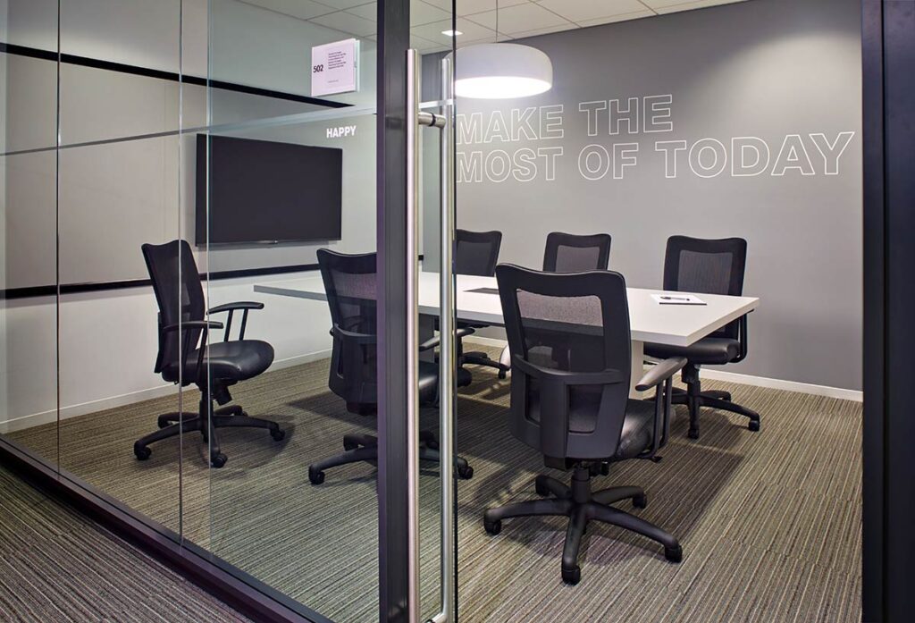 Conference room behind a glass wall