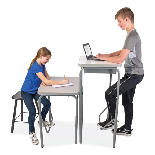 K-12 adjustable height desks
