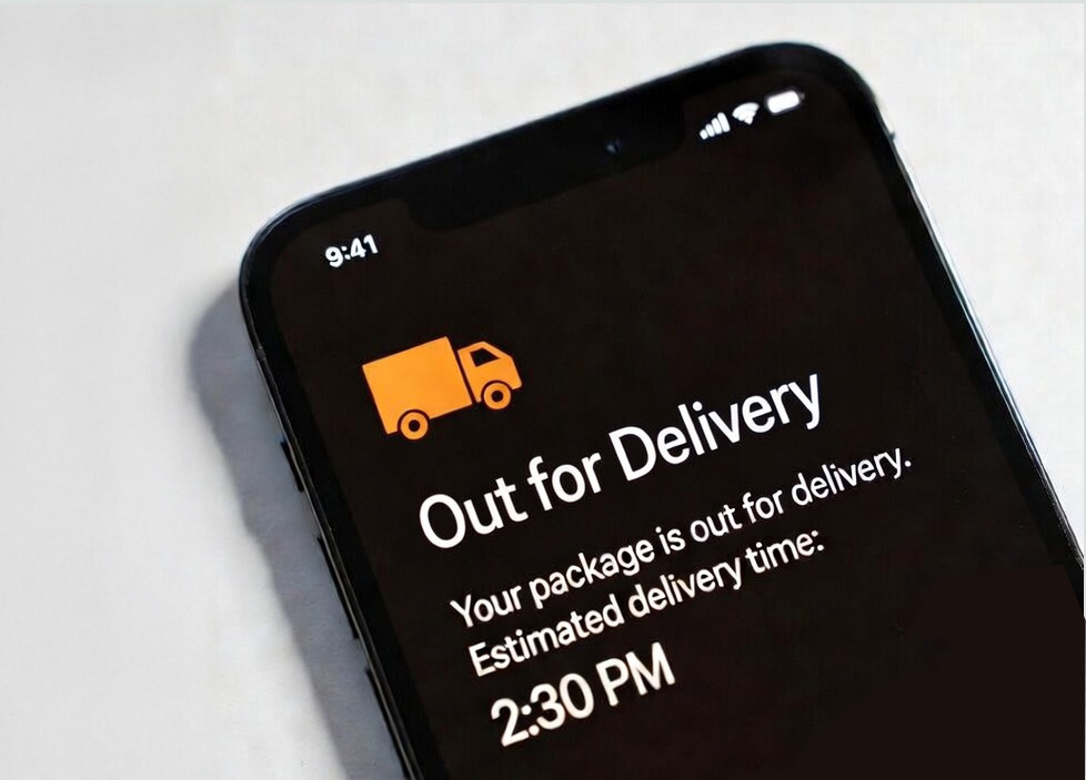 Smart Device displaying Out for Delivery
